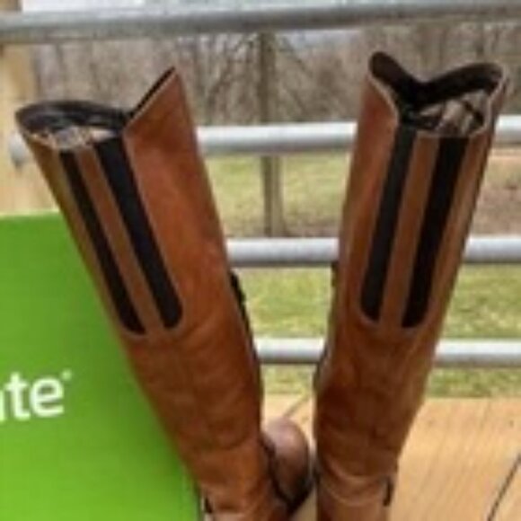 REMONTE Tall Leather Boots Brown, Lining, Zipper, Elastic w/ Box Sz US 8.5 EU 40 - Picture 7 of 13
